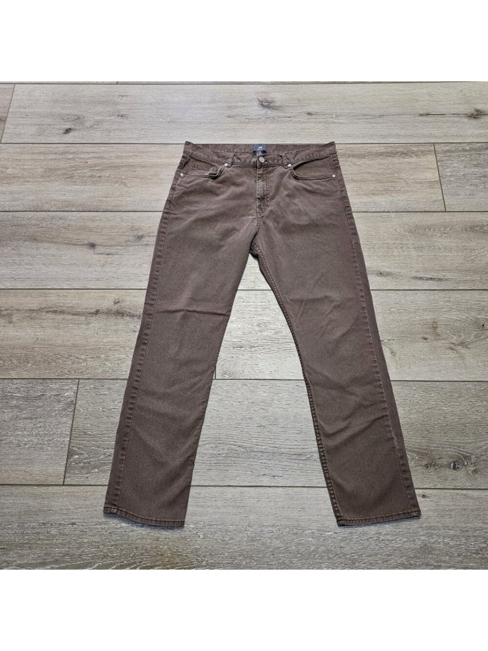 H&M Jeans Mens 33/30 Brown Denim Everyday Wear Slim Fit Mid Rise Straight Leg